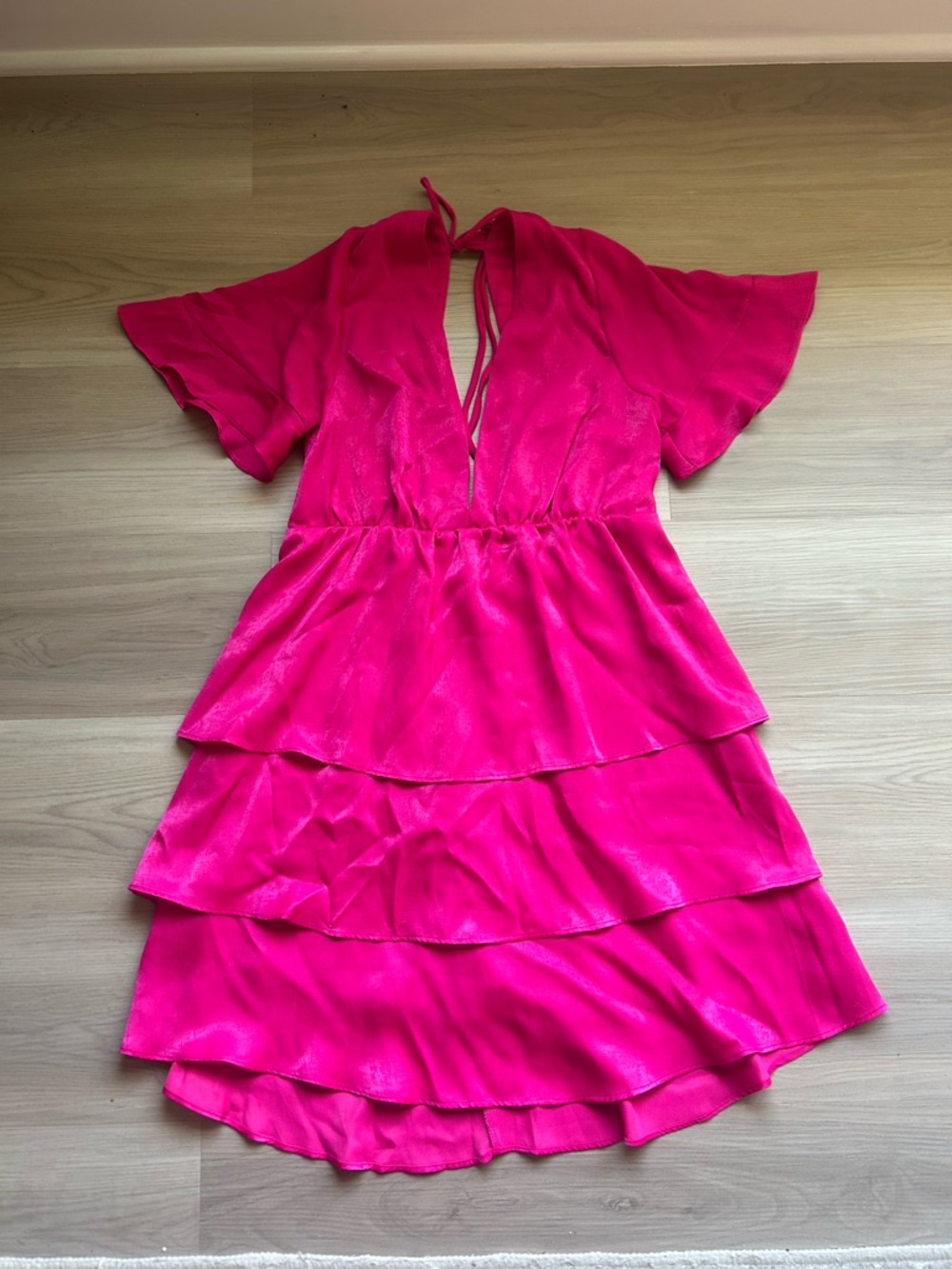 Show Me Your Mumu Hot Pink Dulce Tiered Mini Dress - Size Large